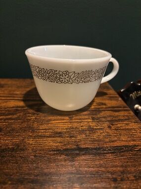 Vintage Pyrex Milk Glass Brown Woodland Coffee Cup